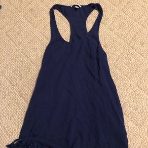 Victoria’s Secret dark purple tasseled cover up.